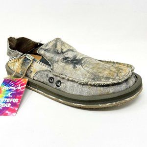 Sanuk Men's Tie-Dye Canvas Slip-On Loafers in Washed Gray and Tan